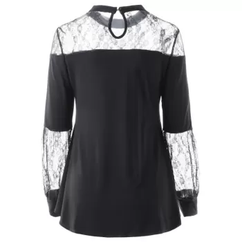 See Through Floral ace T-shirt - Black