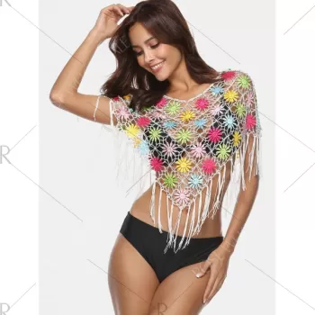 See Through Fringe Insert Cover Up - White One