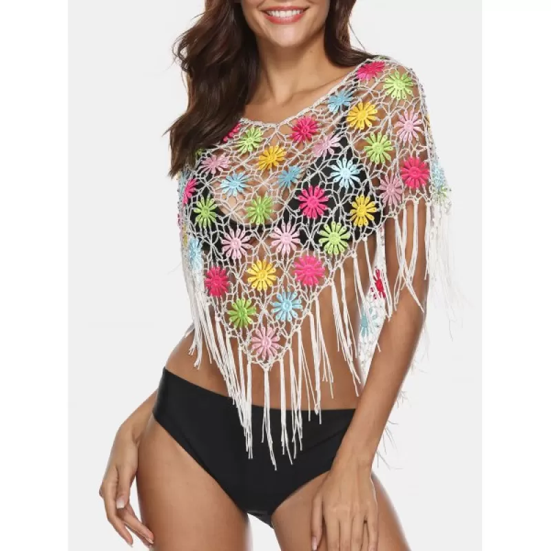See Through Fringe Insert Cover Up - White One
