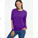 Sequin Panel Pullover Knit Sweater - Purple
