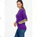 Sequin Panel Pullover Knit Sweater - Purple