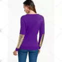 Sequin Panel Pullover Knit Sweater - Purple