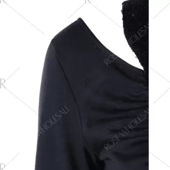 Sequin Ruched Criss Cross T-shirt - Black