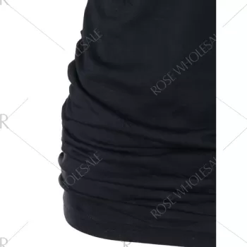 Sequin Ruched Criss Cross T-shirt - Black