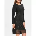 Sequined Sheath Dress - Black