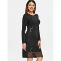 Sequined Sheath Dress - Black
