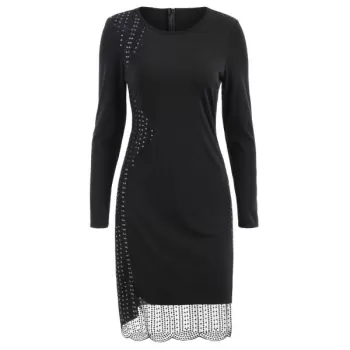 Sequined Sheath Dress - Black