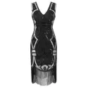 equined leeveless heath Flapper Dress - Black