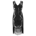 equined leeveless heath Flapper Dress - Black