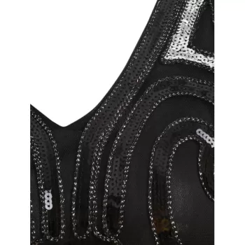 equined leeveless heath Flapper Dress - Black