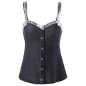 Sequins Denim Tank Top - Dark Gray