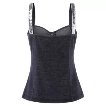 Sequins Denim Tank Top - Dark Gray