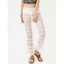 Sexy Lace See-Through Solid Color Pants For Women - White