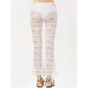 Sexy Lace See-Through Solid Color Pants For Women - White
