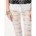 Sexy Lace See-Through Solid Color Pants For Women - White