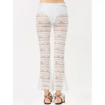 Sexy Lace See-Through Solid Color Pants For Women - White