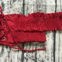 Sexy Off The Shoulder ace-up Ruffled Bikini Set Women Swimsuit - Red
