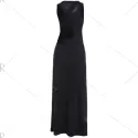 Sexy Style Jewel Neck Asymmetrical Backless Sleeveless Dress For Women - Black