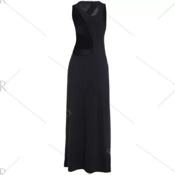 Sexy Style Jewel Neck Asymmetrical Backless Sleeveless Dress For Women - Black