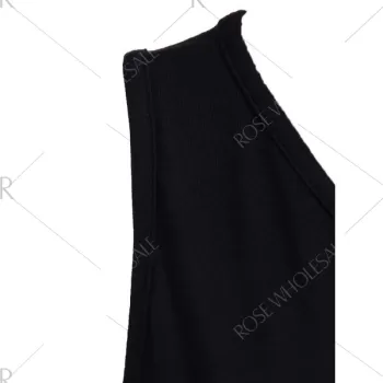 Sexy Style Jewel Neck Asymmetrical Backless Sleeveless Dress For Women - Black