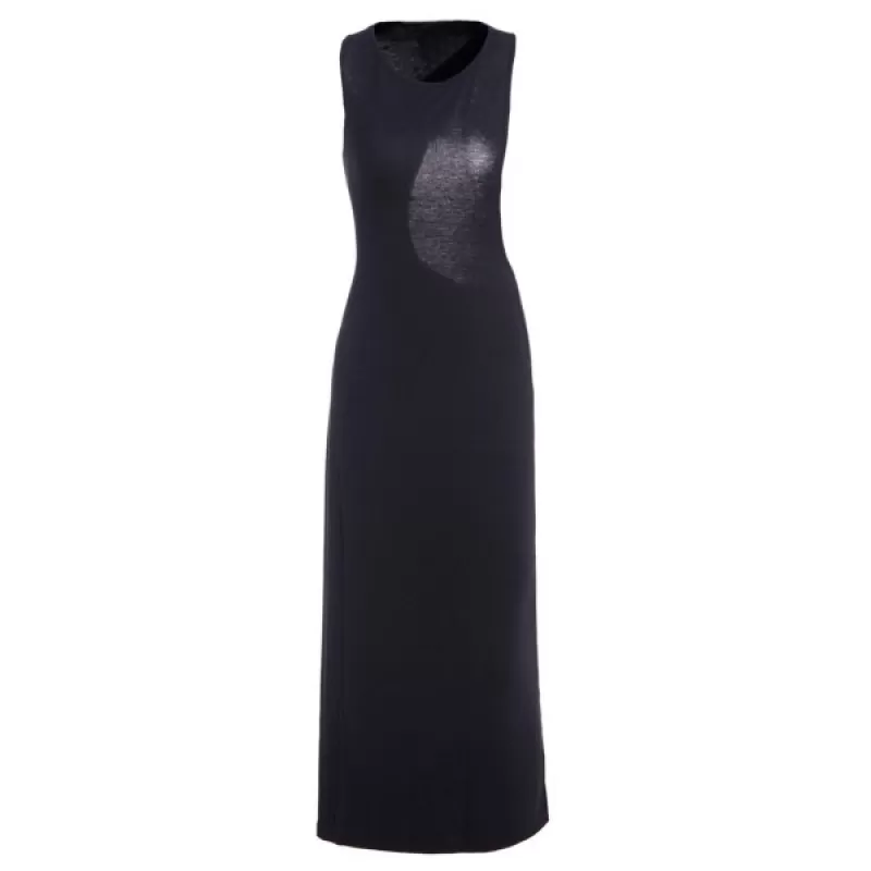 Sexy Style Jewel Neck Asymmetrical Backless Sleeveless Dress For Women - Black