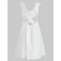 Sexy V-Neck Sleeveless Laciness Backless Women's Dress - White