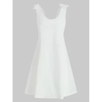 Sexy V-Neck Sleeveless Laciness Backless Women's Dress - White