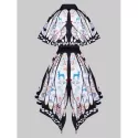 Shawl Collar Butterfly Print Buttoned Asymmetric Dress - White