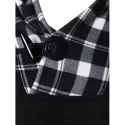 Shawl Collar Checked Panel T-shirt - Black