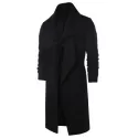 Shawl Collar Long Sleeve Coat - Black