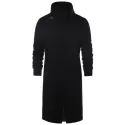 Shawl Collar Long Sleeve Coat - Black