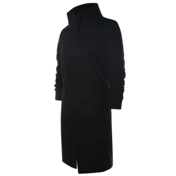 Shawl Collar Long Sleeve Coat - Black