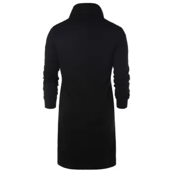 Shawl Collar Long Sleeve Coat - Black