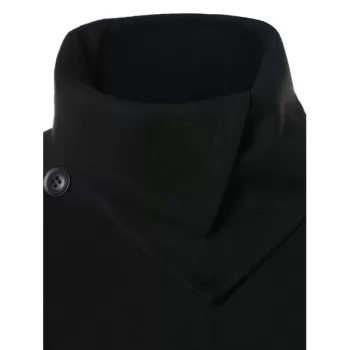 Shawl Collar Long Sleeve Coat - Black