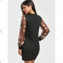 heer Mesh Insert Embroidered Mini Dress - Black