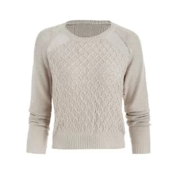 Sheer esh Insert Pullover Sweater - Beige