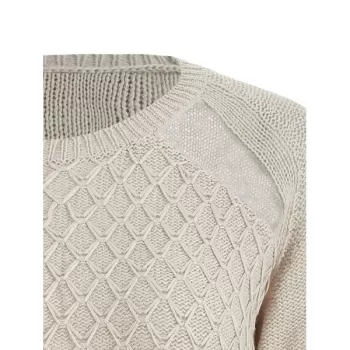 Sheer esh Insert Pullover Sweater - Beige