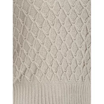 Sheer esh Insert Pullover Sweater - Beige