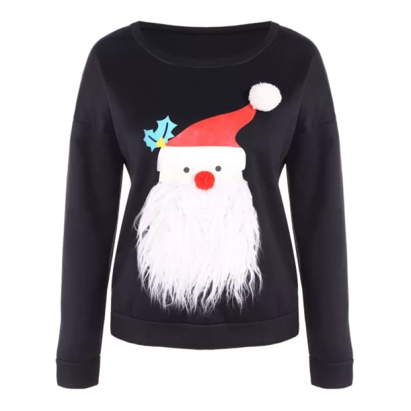 Sherpa Fleece Christmas Sweatshirt - Black