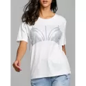 hort leeve Bra Print T-shirt - White