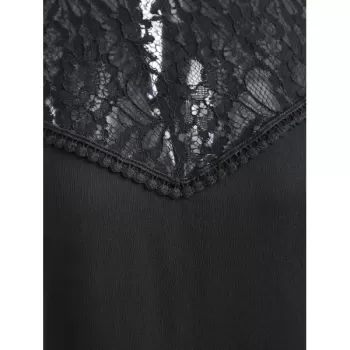 houlder Cut Full Lace leeve Dress - Black