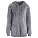 Side Pockets Faux Fur Hoodie with Zipper - Gray
