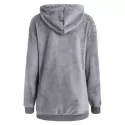 Side Pockets Faux Fur Hoodie with Zipper - Gray