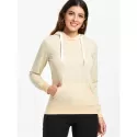 Simple ong Sleeve Hooded Pocket Design Women's Hoodie - Apricot