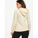 Simple ong Sleeve Hooded Pocket Design Women's Hoodie - Apricot