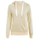 Simple ong Sleeve Hooded Pocket Design Women's Hoodie - Apricot