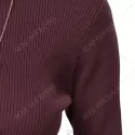 Simple Style Turtleneck Pure Color Women Crop Top - Wine Red