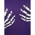 Skeleton Print Halloween Hooded High ow Dress - Purple