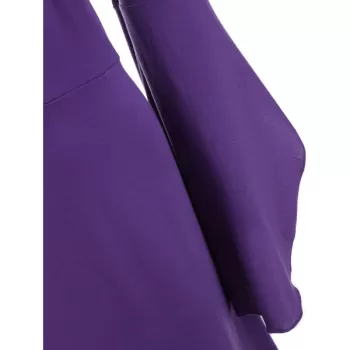 Skeleton Print Halloween Hooded High ow Dress - Purple