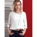 Skew Collar Button Up Blouse - White